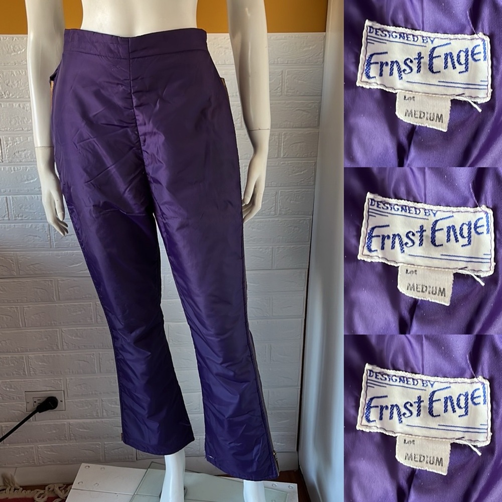 Vintage 1950-60 Ernst Engel Ski Pants Purple Metal Side Zippers size Med